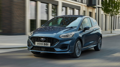 Blue Ford Fiesta Van Exterior Front