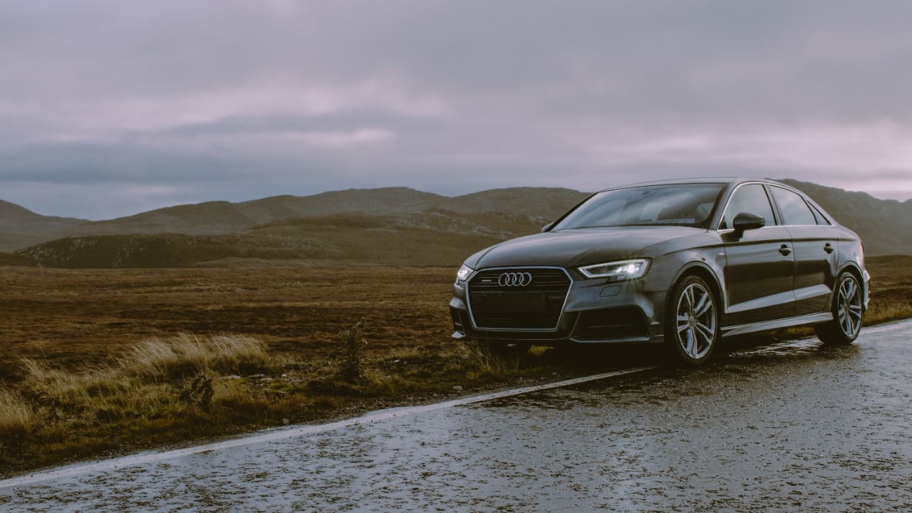 Audi On Side Of The Road Front