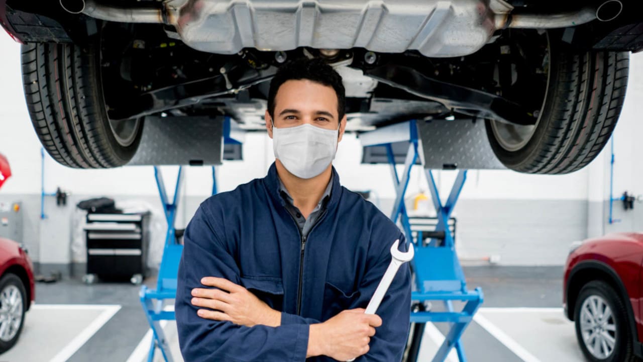 MOT Technician Wearing Mask