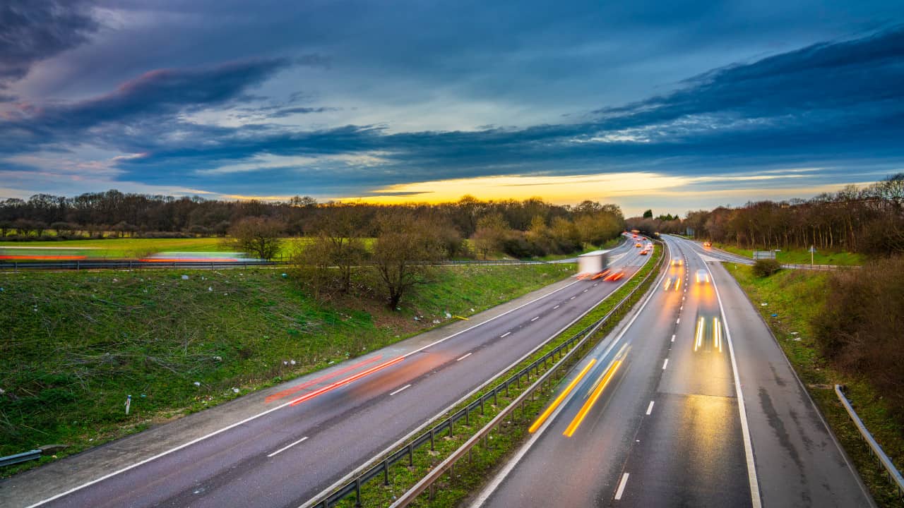 Cars Driving on Two-Lane Dual Carriageway