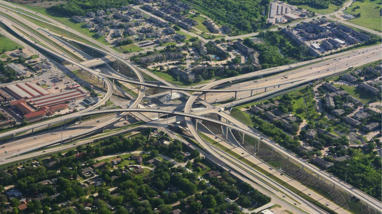 Several motorways seen from above