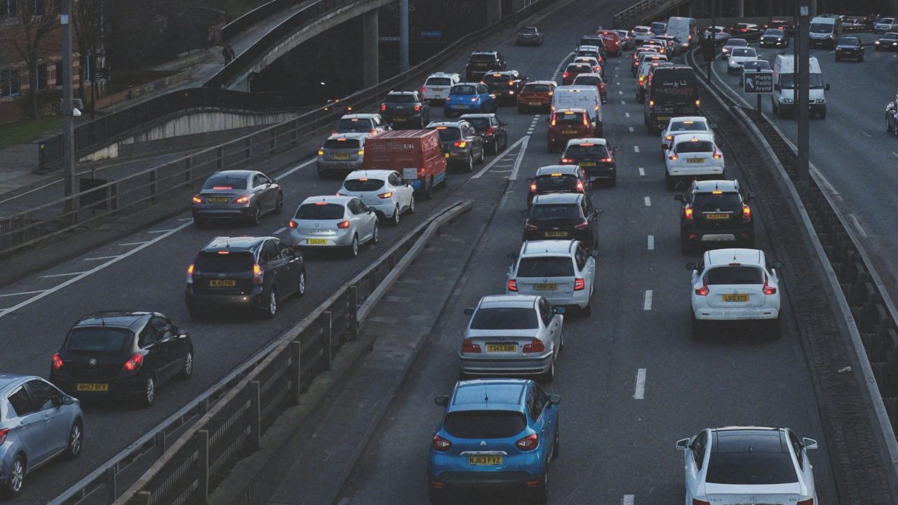 Motorway with traffic