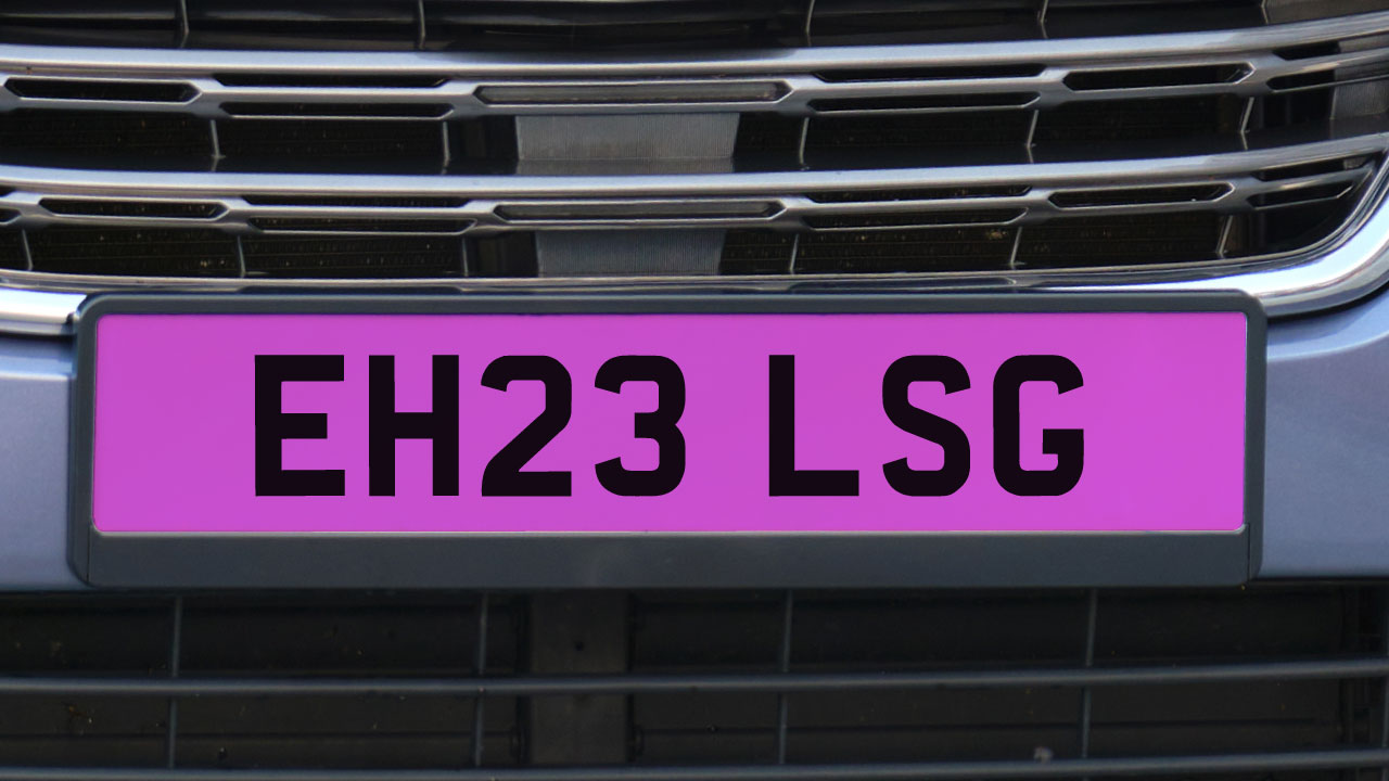 Registration plate with purple background
