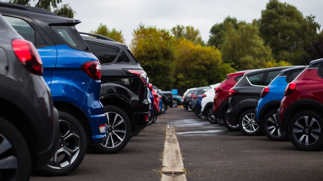 Row of Cars From Rear