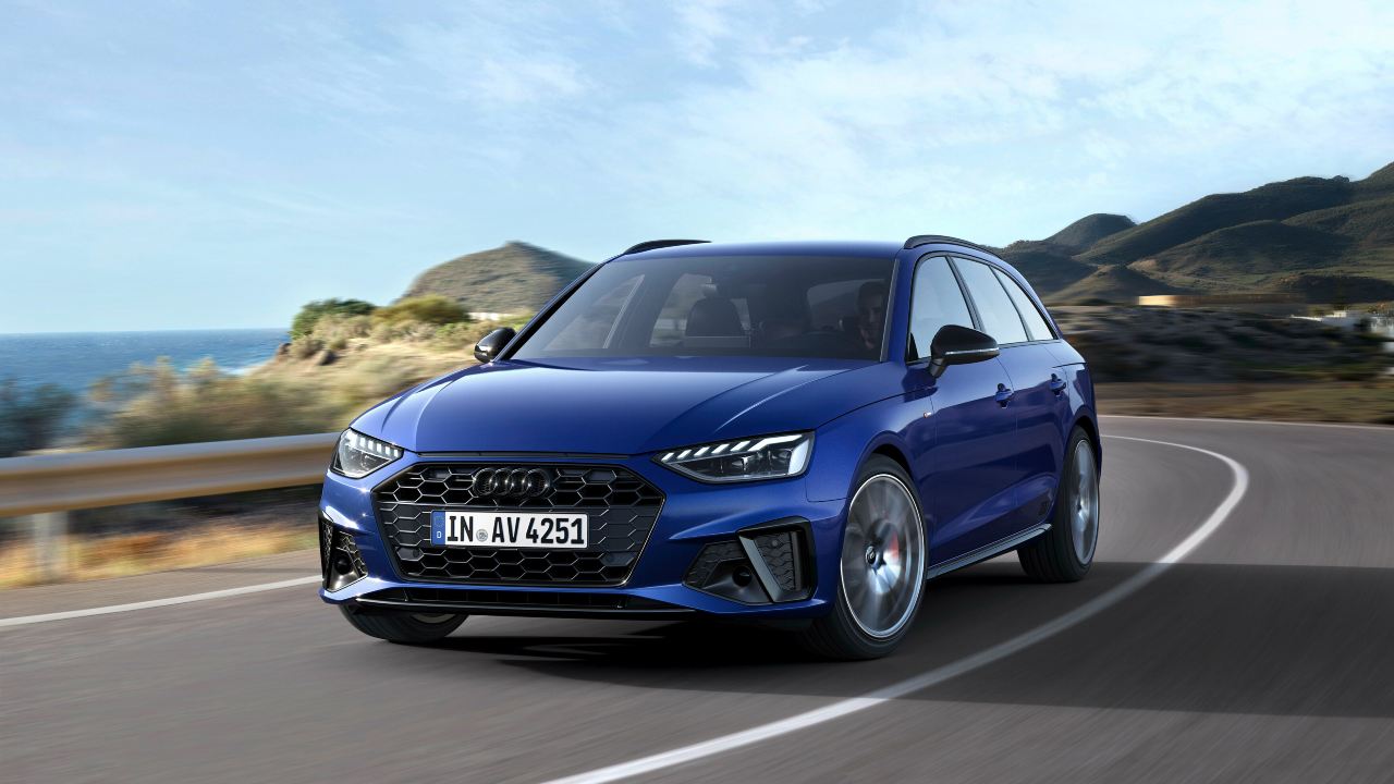 Blue Audi A4 Exterior Front Driving