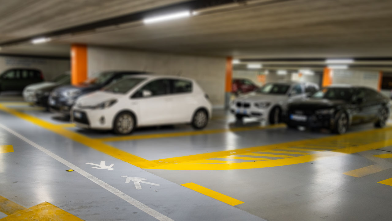 Cars parked in a car park