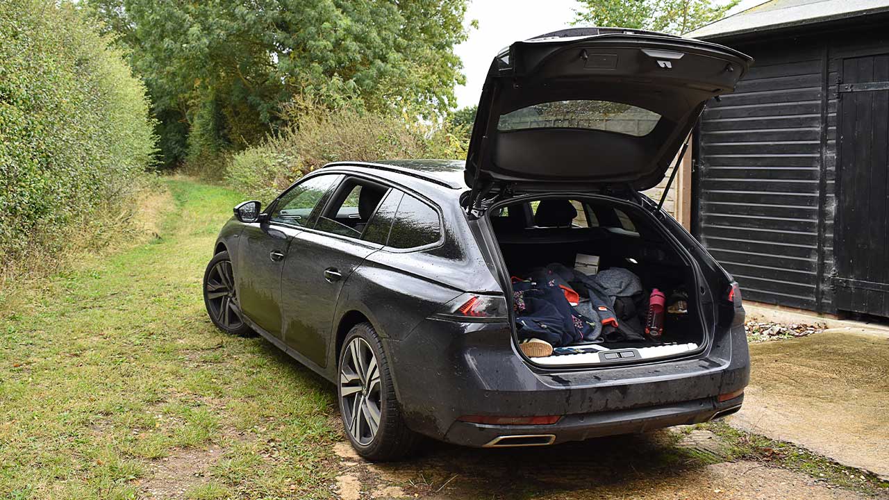 peugeot 508, rear, parked, boot open