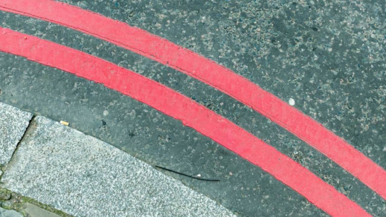 Double Red Lines On Road