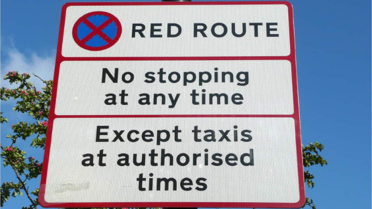 Red Route No Stopping Road Sign