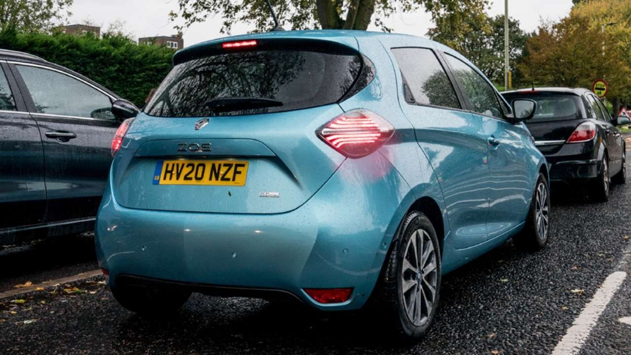 Rear end of a blue Renault ZOE