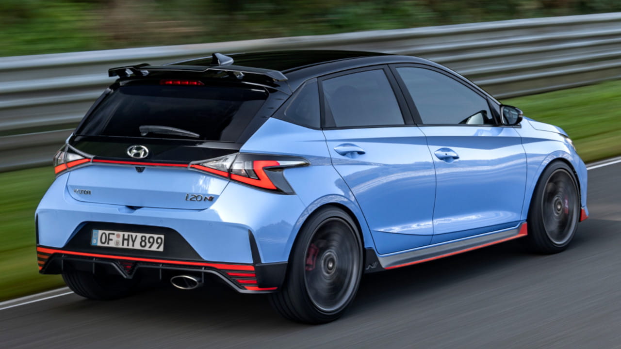 Hyundai i20 N Driving on a Track Rear Shot