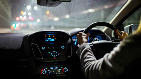 Female Driving at Night