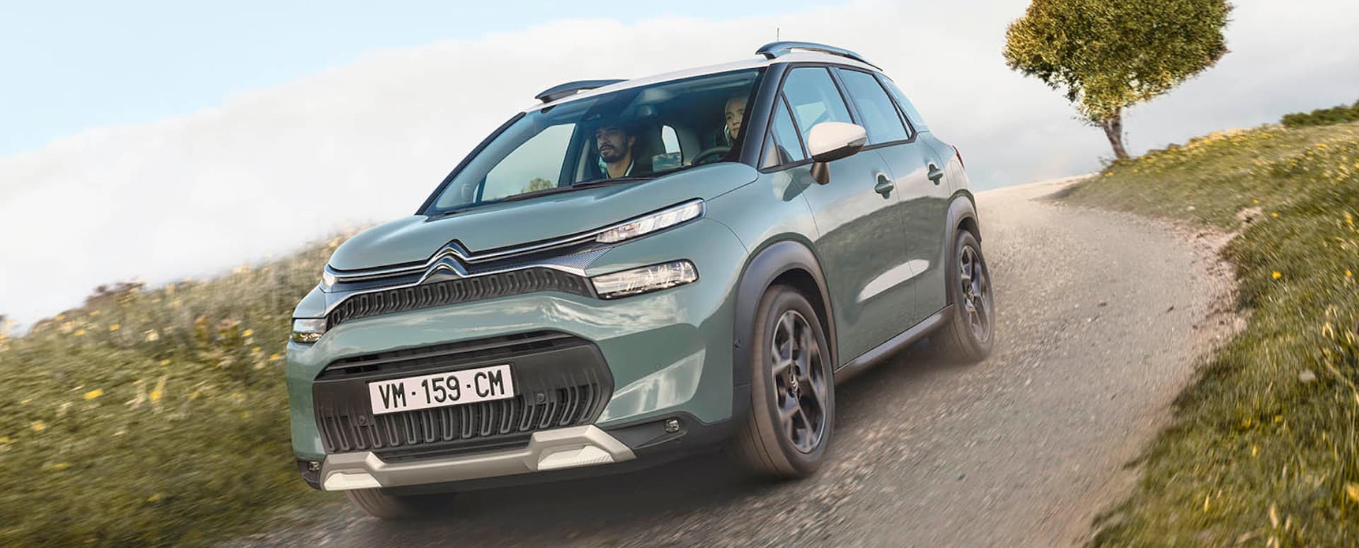 Blue Citroen C3 Aircross Exterior Front Driving Off Road