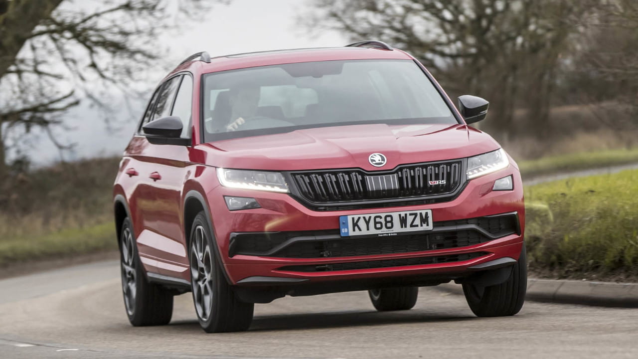 Red Skoda Kodiaq Exterior Front Driving