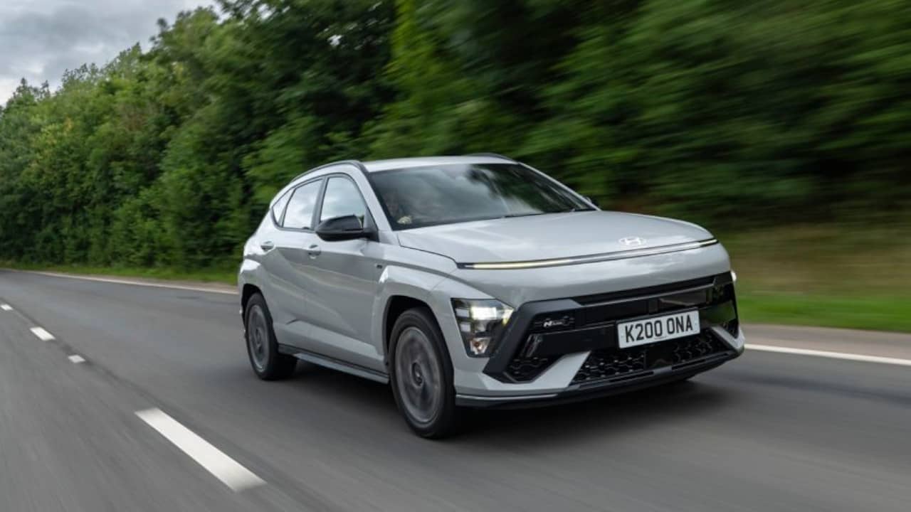 Hyundai KONA Hybrid N Line Driving in Grey