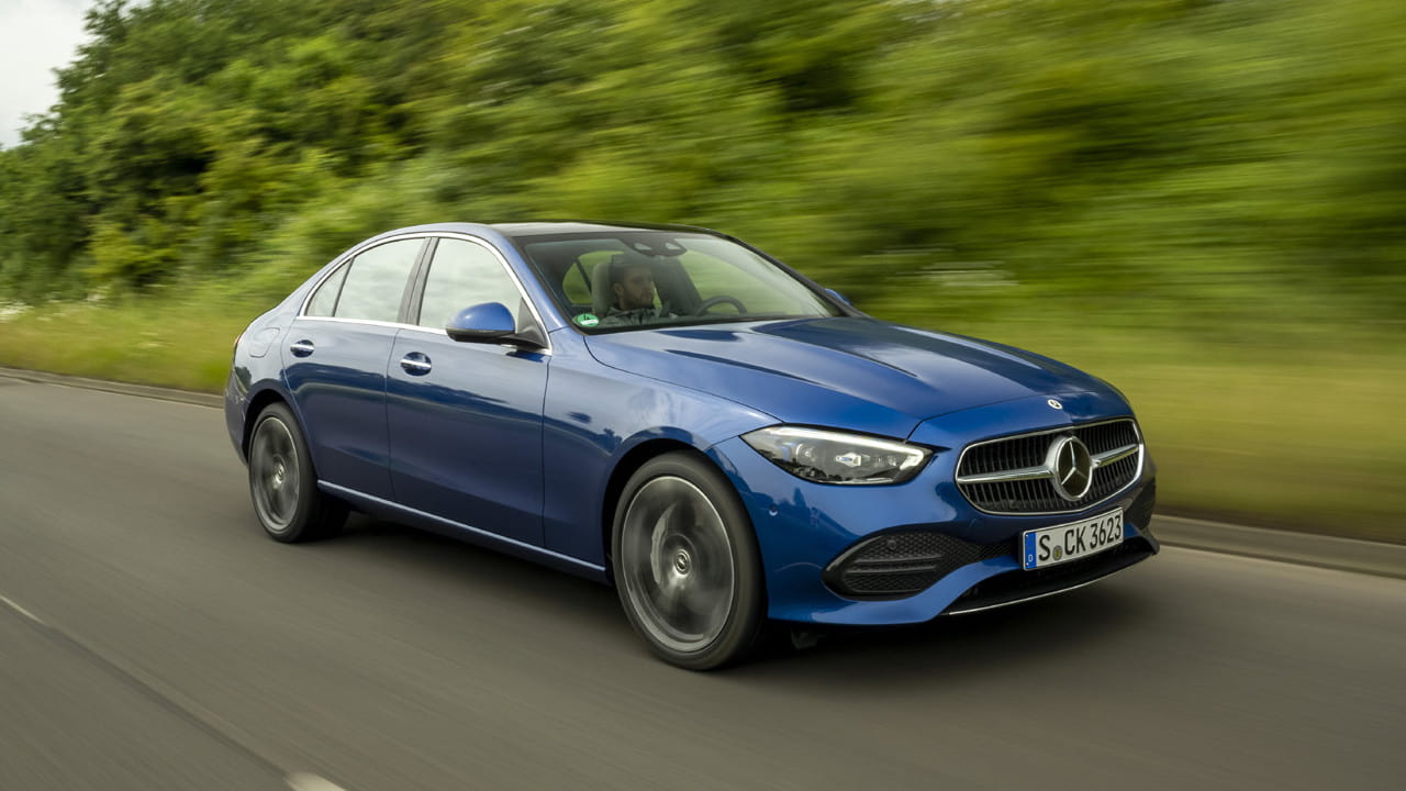 Blue Mercedes-Benz C-Class Exterior Front Driving