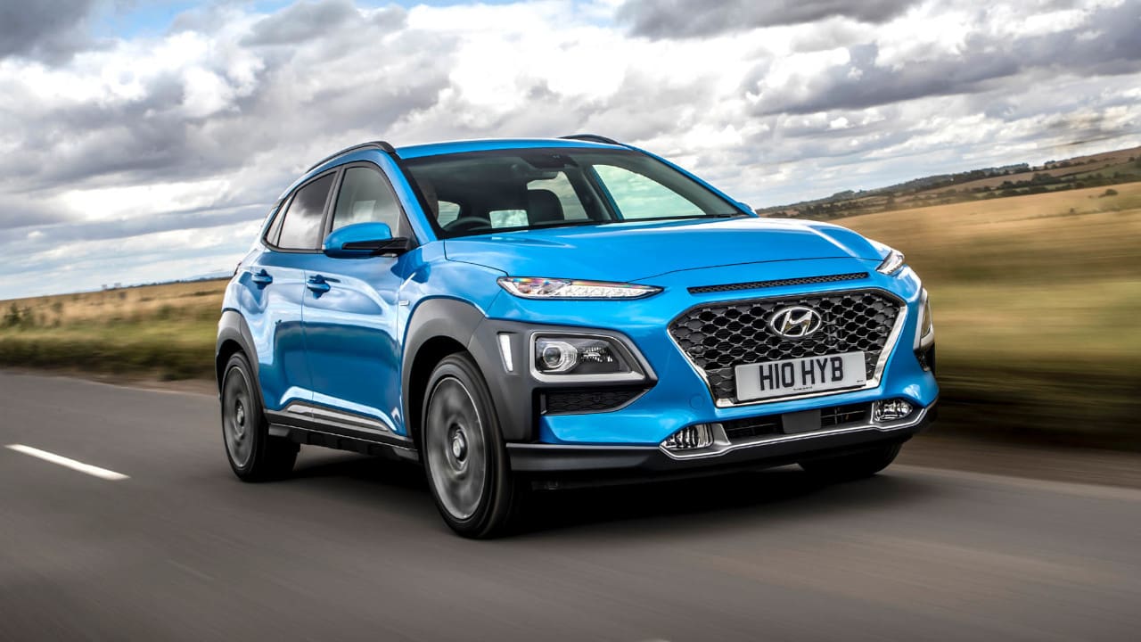 Blue Hyundai Kona Exterior Front Driving