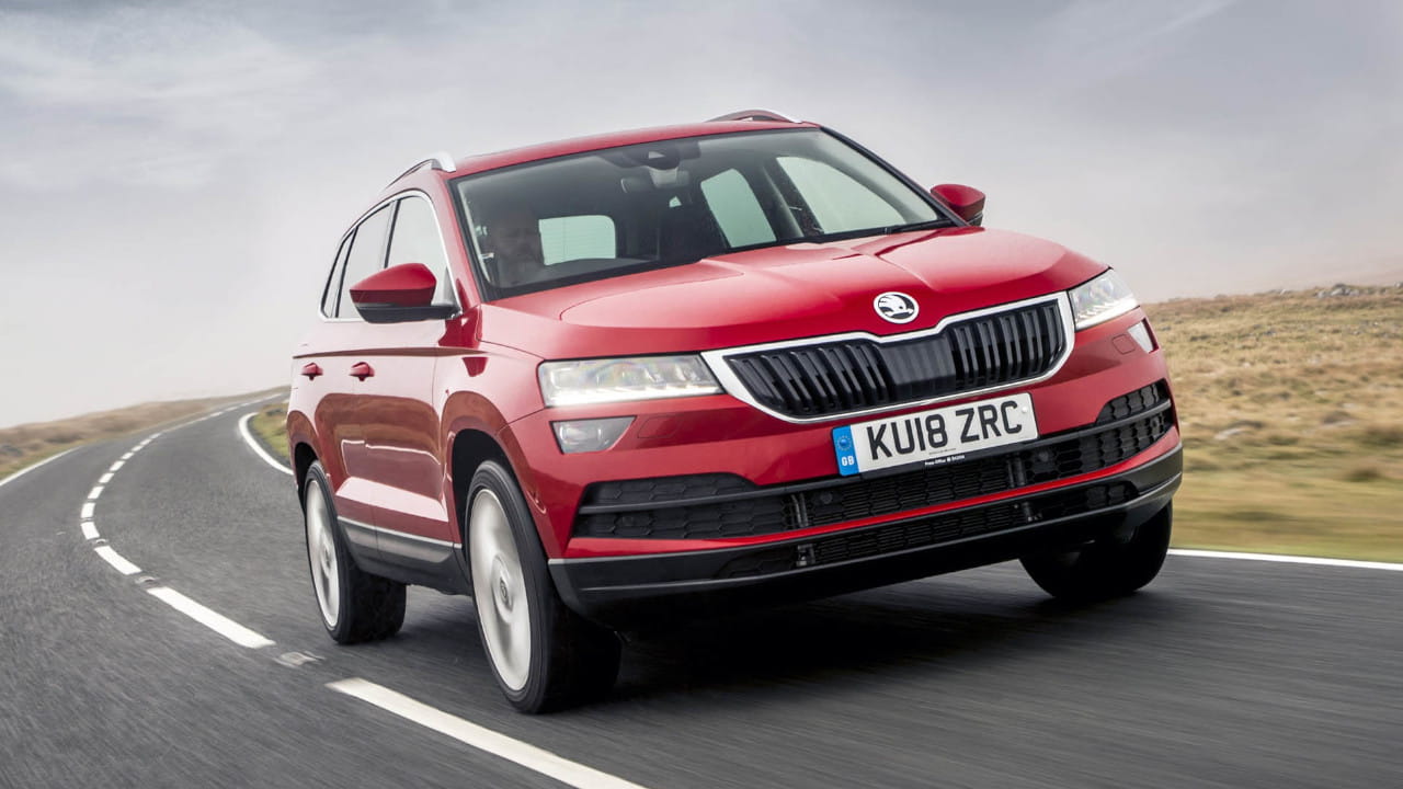 Red Skoda Karoq Exterior Front Driving