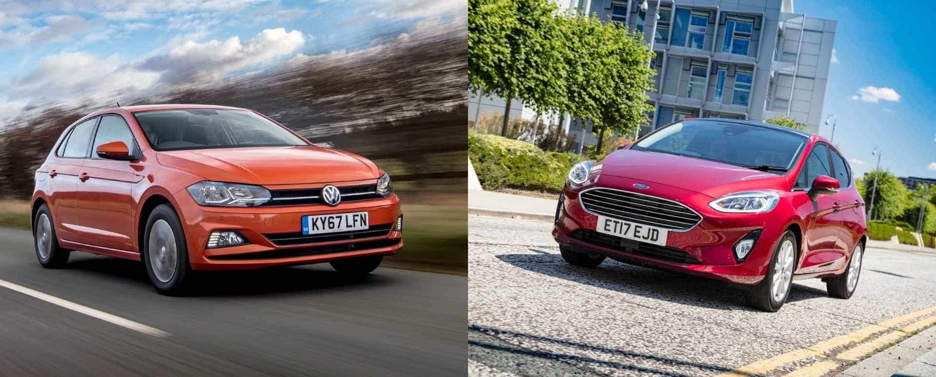 Orange Volkswagen Polo and Red Ford Fiesta