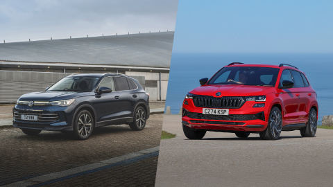 Volkswagen Tiguan in Blue vs Skoda Karoq in Red