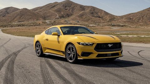Yellow Ford Mustang Exterior Front Driving
