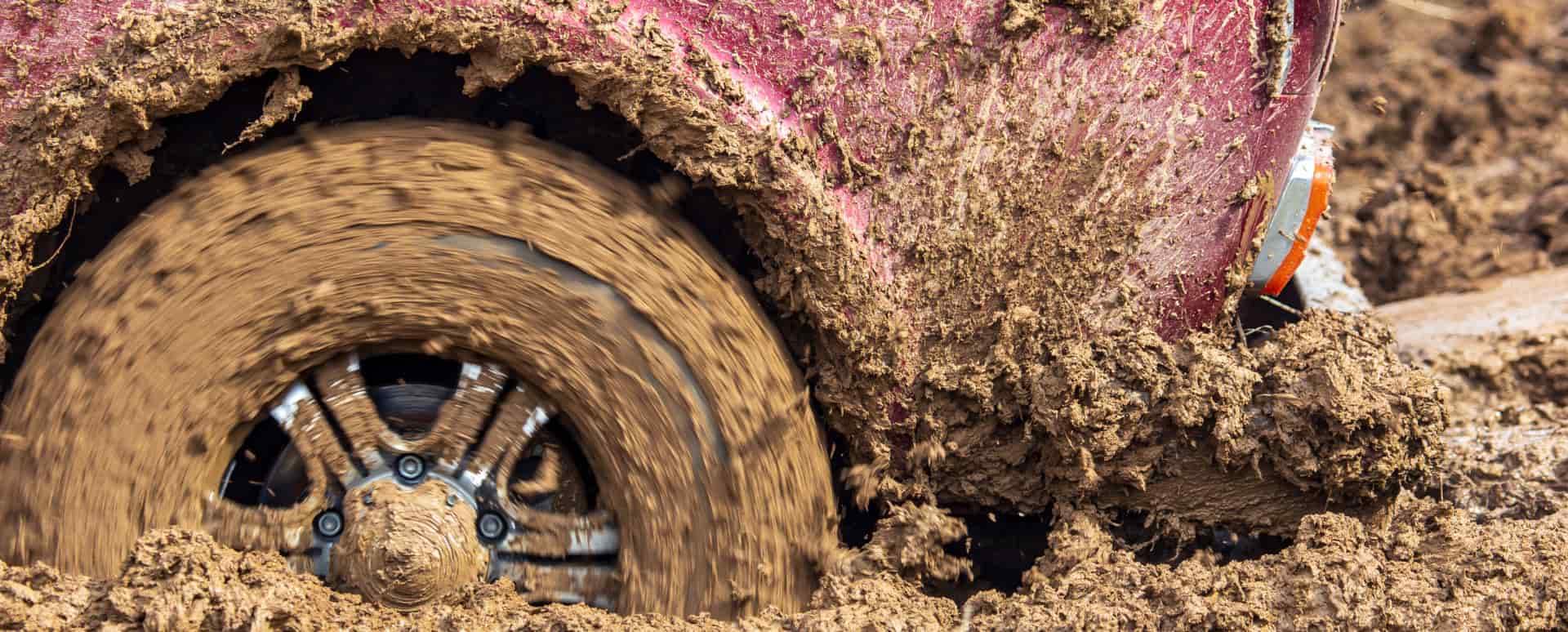 Car Tyre Stuck in Mud