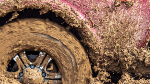 Car Tyre Stuck in Mud