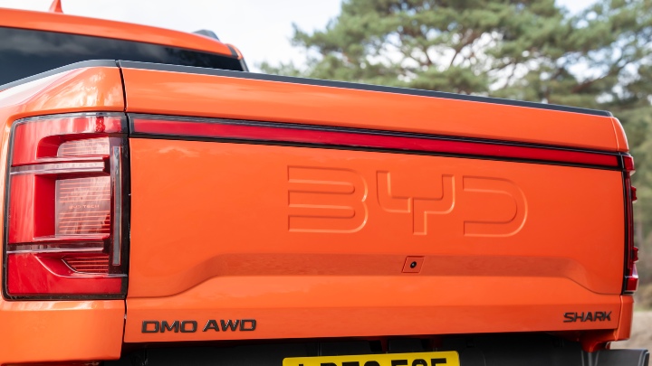 Orange BYD Shark Tailgate Close Up