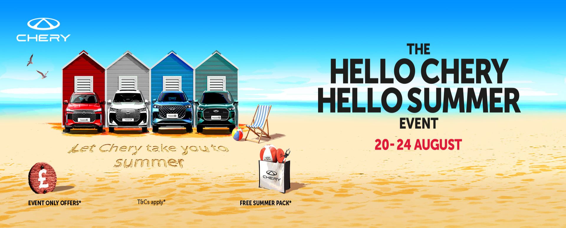 Animated Style Beach With Four Beach Huts
