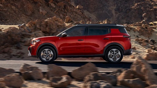 Citroen e C3 Aircross Side Angle Driving in Red