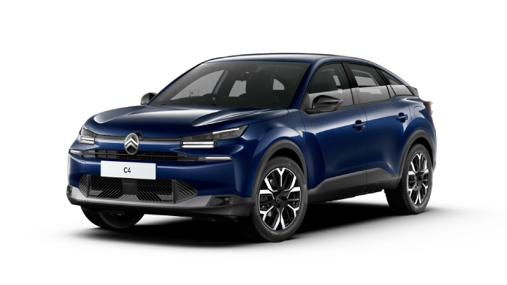 Blue e-C4 Plus in a white background