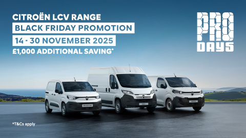 Save £1,000* off any Citroën van, plus a Free Home EV Charger^ with electric models this Black Friday.