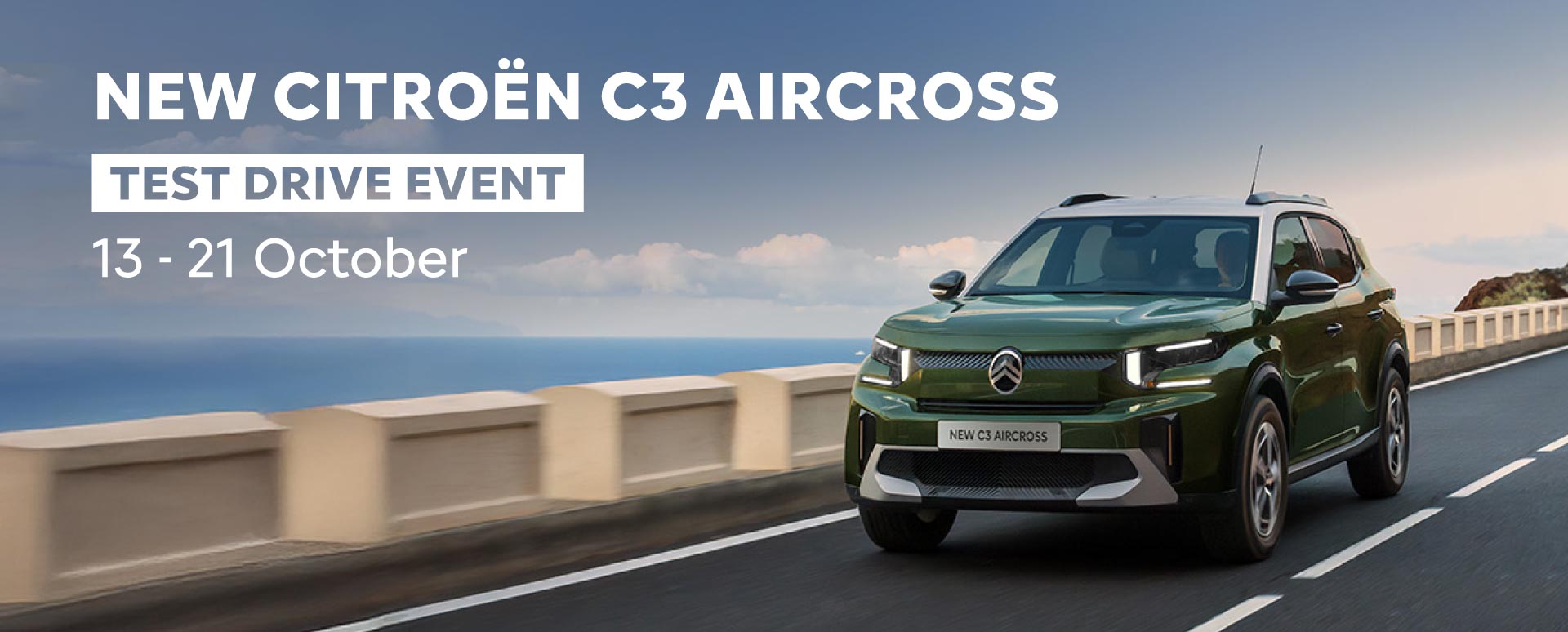 Test drive the all-new Citroën C3 Aircross. Compact SUV with fine comfort and practicality.