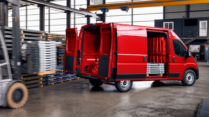 Citroen Relay Loading on Site in Red