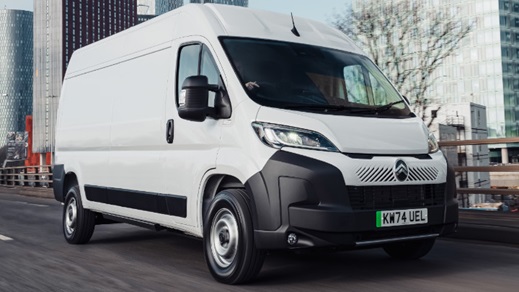 Citroen e-Relay in White Driving front angle
