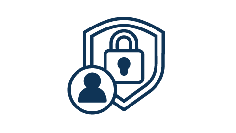 Padlock in Shield and Person Icon