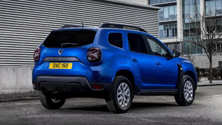 Blue Dacia Duster Commercial Exterior Rear Static