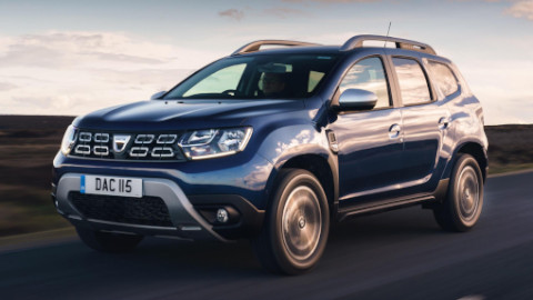 Blue Dacia Duster Exterior Front Driving