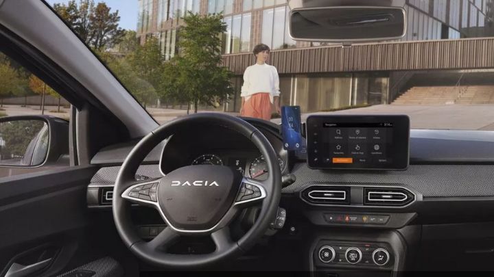 Inside the cabin of a Dacia Sandero