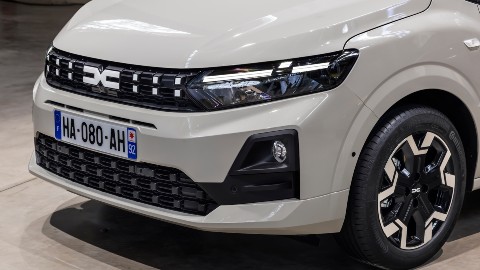 White Dacia Sandero Exterior Front Close-Up