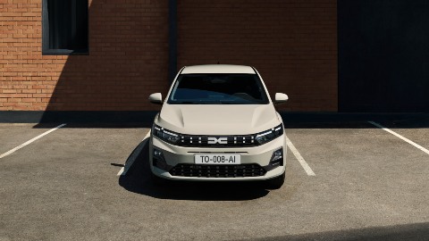 White Dacia Sandero Exterior Front Static Car Park