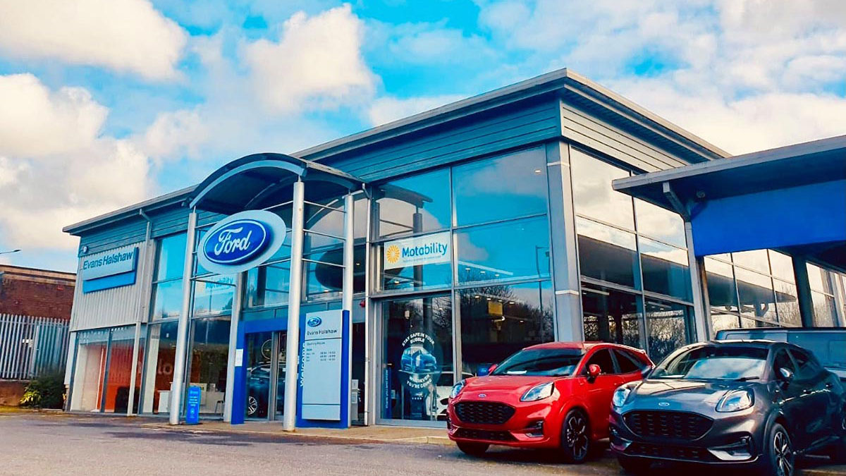 Outside the Ford Burnley dealership