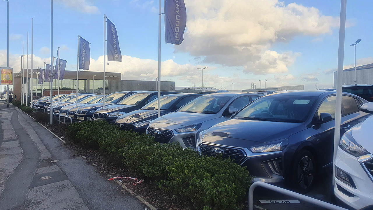 Cars outside the Hyundai Leeds dealership