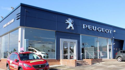 Front of Peugeot Blackpool dealership