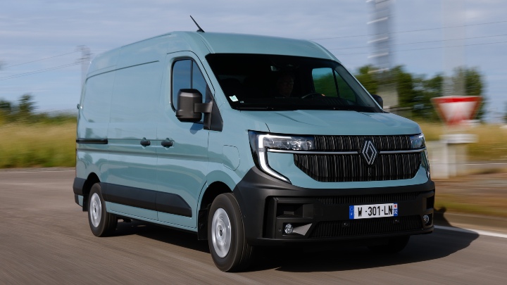 Blue Renault Master driving
