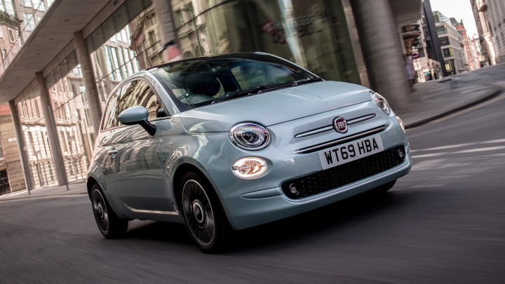 Dew Green Fiat 500 Front Driving
