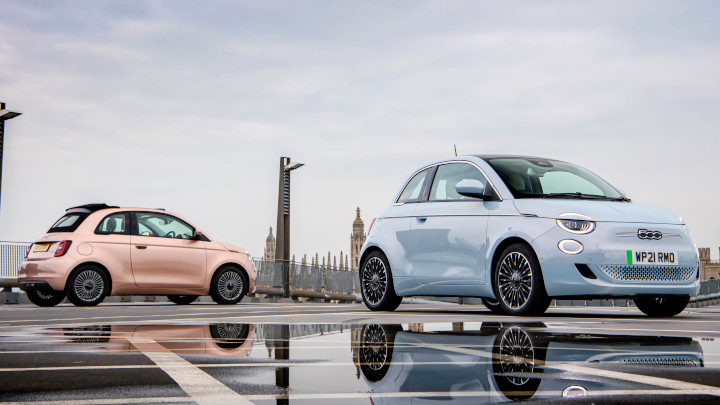 Blue Fiat 500e Hatchback and Convertible