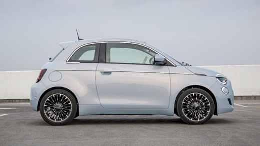 Blue Fiat 500e Side On