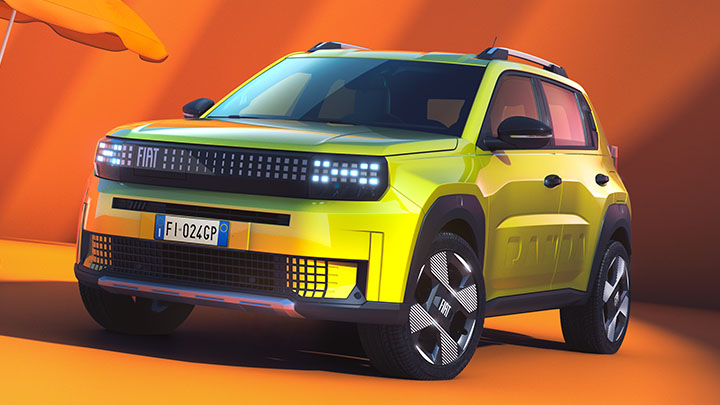 Yellow Fiat Grande Panda Front