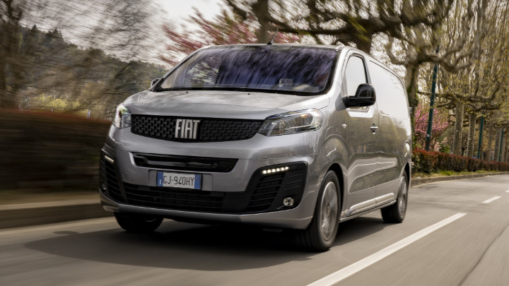 Silver Fiat e-Scudo Driving